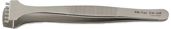 50-001416-M2N-EM-Tec 6W-AM-tweezer.jpg EM-Tec 6W.AM precision wafer handling tweezers for Ø 6 inch/150mm, anti-magnetic stainless steel